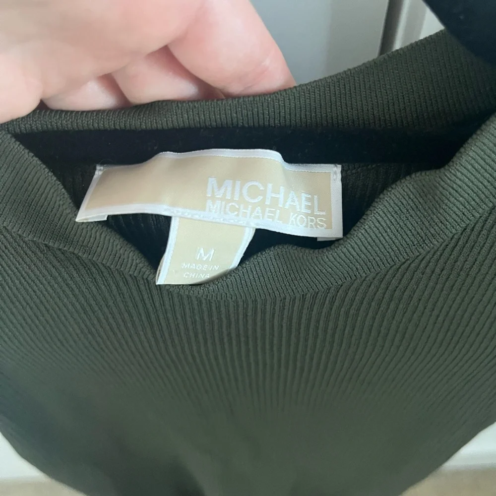 Michael Kors Dark Green Ribbed Tank